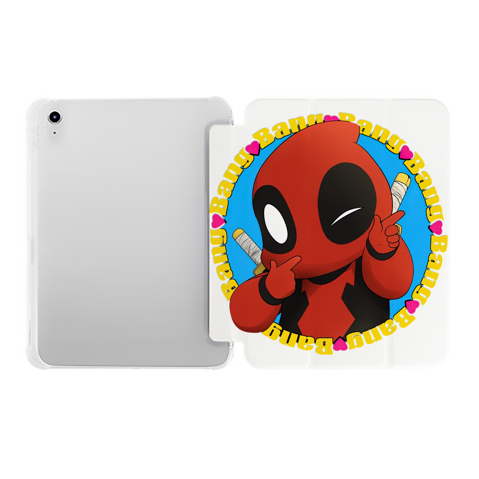 （画像用） Deadpool デッドプール IPad ケース ペン収納付き 三つ折りスタンド PUレザー×シリコン 対応機種9.5/10.5/10.9インチ